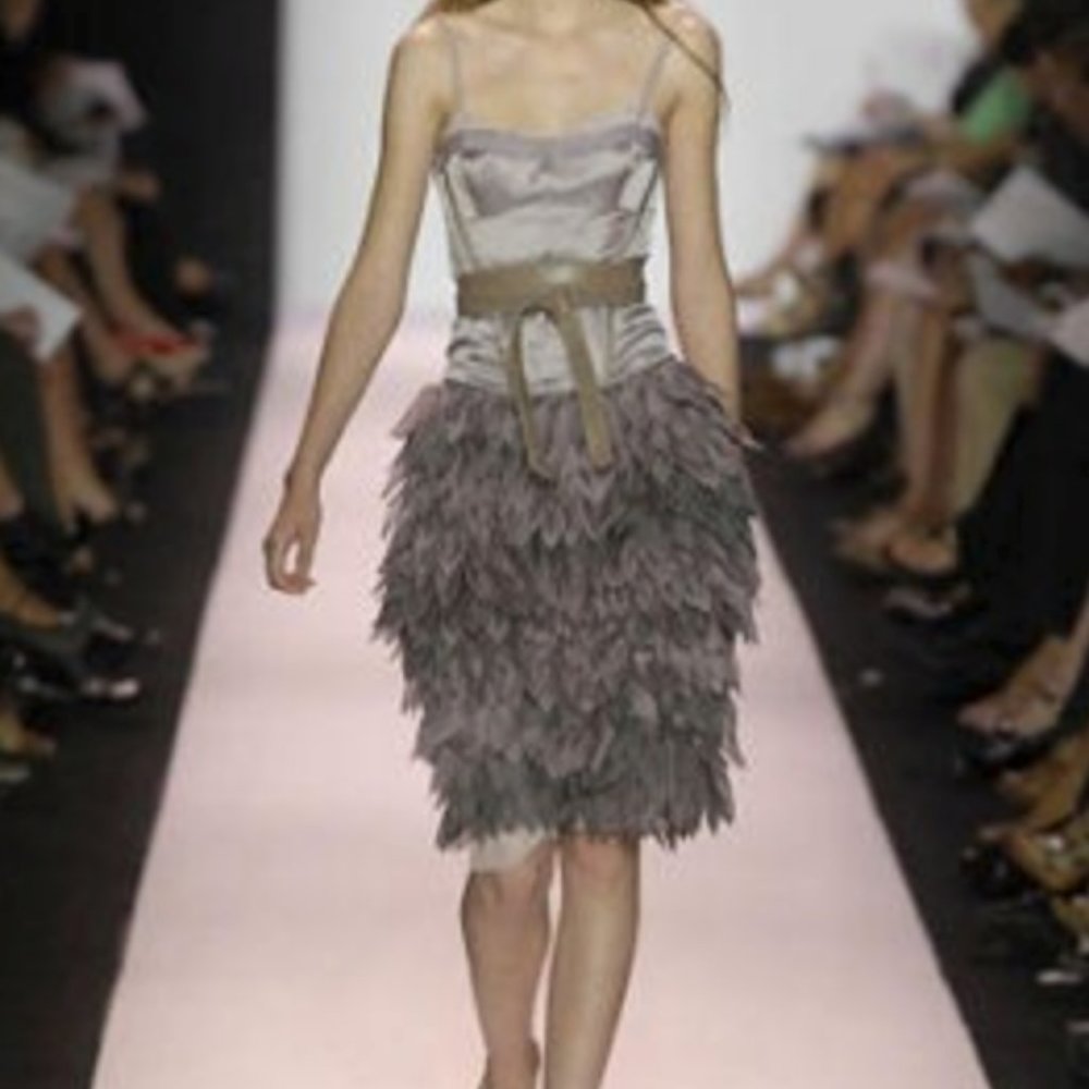 BCBG Max Azria Runway Women's Strapless Woven Dress Silk Lavender Shadow Size 10